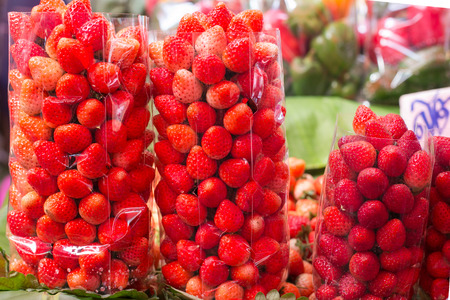Close up of fresh strawberry in the north of Thailandの写真素材
