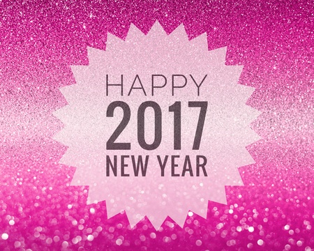 Happy new year 2017 words on shiny pink glitter backgroundの写真素材