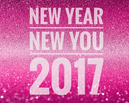 Happy new year 2017 words on shiny pink glitter backgroundの写真素材