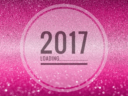 Happy new year 2017 words on shiny pink glitter backgroundの写真素材