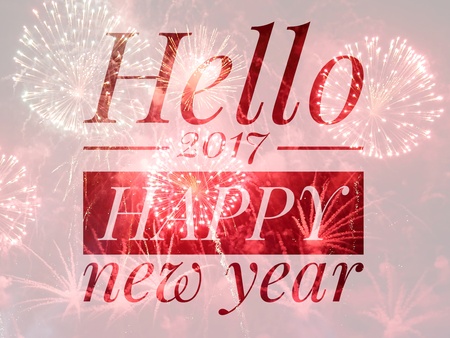 Happy new year and welcome 2017  Blurred fireworks background, Happy new year celebration.の写真素材