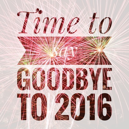 Hello 2017 happy new year words on fireworks background.の写真素材