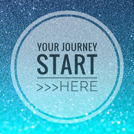 Your journey start here words on shiny blue glitter backgroundの写真素材