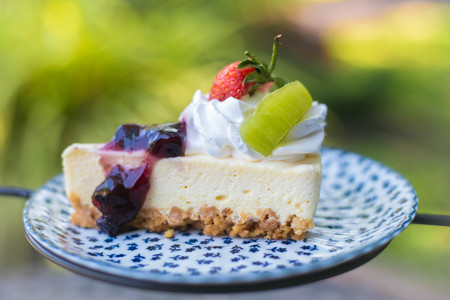 Close up of a part of cake in coffee shop.の写真素材
