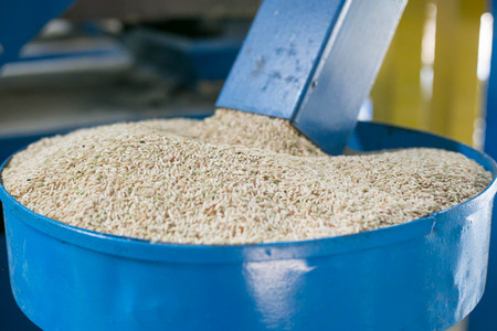 Some part of rice mill machine during working.