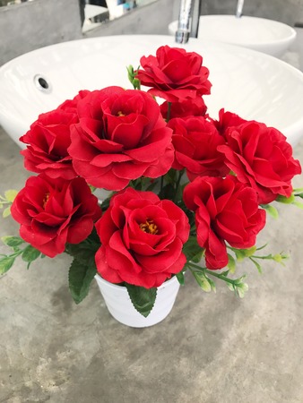 plastic roses home's decoration .の写真素材