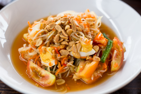 Papaya salad (Som tum), Thai favorite food.の写真素材