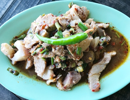 Spicy minced pork saladの写真素材