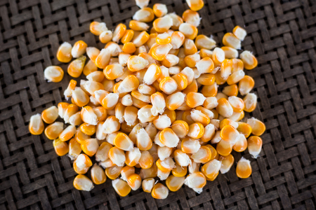 dry yellow corn,close up yellow dried corn for background, dried corn for popcorn of animal feed.の写真素材