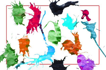 Abstract watercolor on white background. Hand drawn by watercolor paintsの写真素材