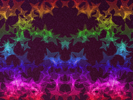 Rainbow stars on black glitter abstract background.の写真素材