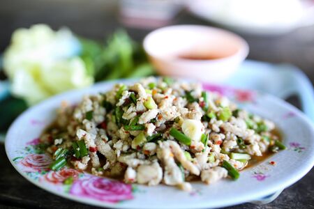 Spicy minced pork, Thai foodの写真素材