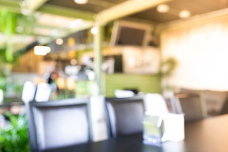 Blurred background of restaurant with no body.の写真素材