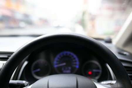 Car component, turn signal, brake light, headlight, speedometer, steering wheel.の写真素材