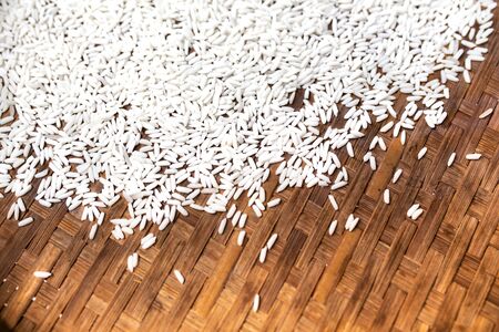 White sticky rice, Uncooked glutinous rice for design food concept.の写真素材