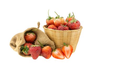 Strawberry fruit isolated on white background.の写真素材