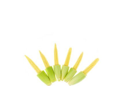 Baby corn isolated on white background, Food ingrediant background.の写真素材