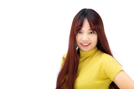Portrait beautiful asian woman. Young healthy asian woman with smiley face.の写真素材