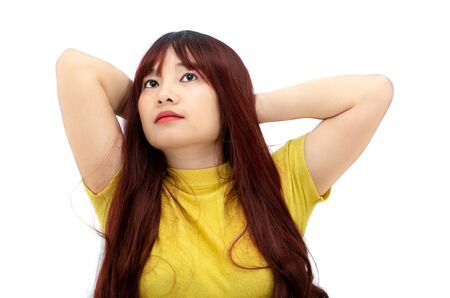 Portrait beautiful asian woman. Young healthy asian woman with smiley face.の写真素材