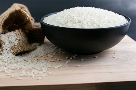 Japanese rice. Rice used for sushi. Short Grain Sushi Koshihikari Rice.の写真素材