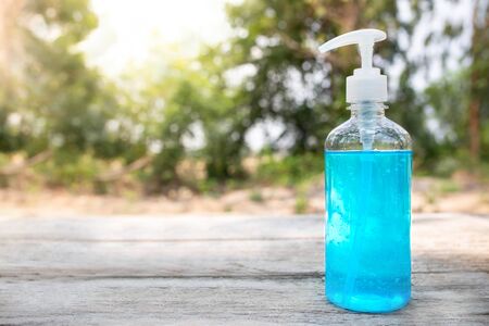 Alcohol hand gel, coronavirus concept. Hand sanitizer antibacterial cleansing gel alcohol rub.の写真素材