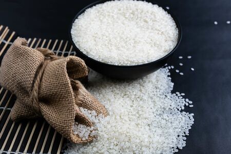 Rice used for sushi. Short Grain Sushi Koshihikari Rice. Japanese rice.の写真素材
