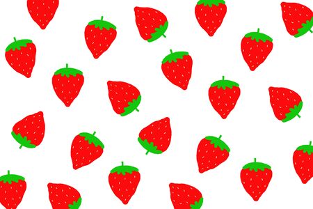 Red strawberries pattern on white background.の写真素材