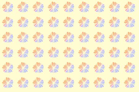 Pink pastel flowers pattern on yellow background.の写真素材