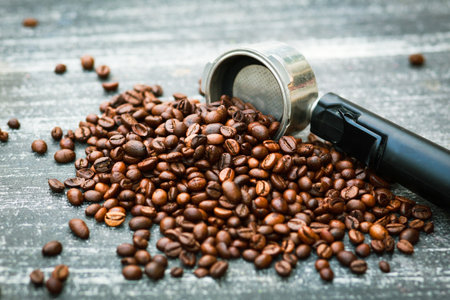 roasted coffee beans, can be used as a background.の写真素材