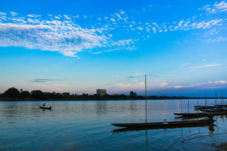 blue sky with clouds, blue background.の写真素材