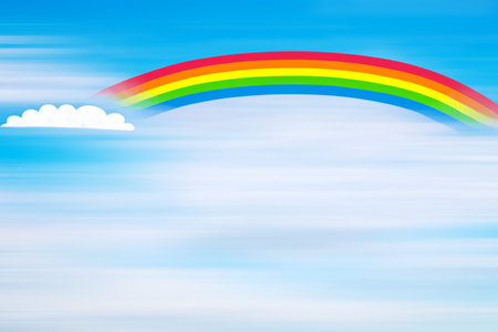 blue sky with rainbow and cloud with Generative AI technology.の素材