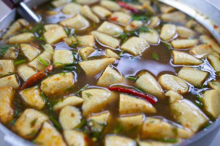 Pork Tofu - Chinese food in hot pot, Thailand.の写真素材