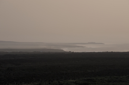 Lanzarote, Canary Islands, Spain, February 6, 2010  Three  misty headlands in Lanzarote, Canary Islands のeditorial素材
