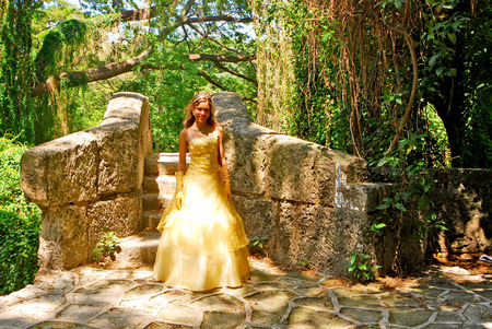 HAVANA, CUBA, MAY 10, 2009  A beautiful young woman posing in her 15th birthday, in Havana, Cuba, on May 10th, 2009  In Cuba, girls reach womanhood at 15 のeditorial素材