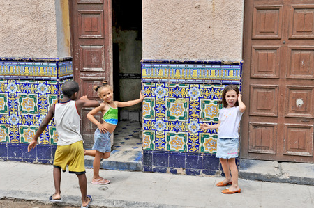 HAVANA, CUBA, OCTOBER 20, 2009  Young children between 5 and 10 years posing in Havana, Cuba, on October 20th, 2009 のeditorial素材