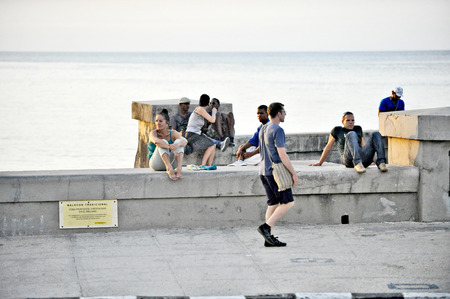 HAVANA, CUBA, MAY 5, 2009  People hanging out in Fit Cuba 2009 tourism festival held in the Castle of the Three Kings of Morro in Havana, Cuba, on May 5th, 2009 のeditorial素材