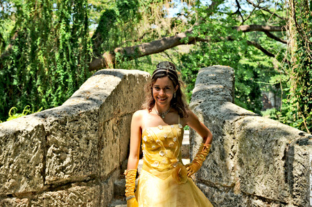 HAVANA, CUBA, MAY 10, 2009  A beautiful young woman posing in her 15th birthday, in Havana, Cuba, on May 10th, 2009  In Cuba, girls reach womanhood at 15  The genelar site where the girls are usually photographed のeditorial素材