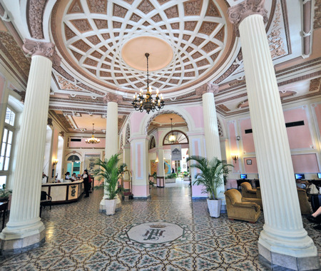 HAVANA, CUBA, MAY 9, 2009  A wall of a building with balconies in the old part of Havana, Cuba, on May 9th, 2009 のeditorial素材