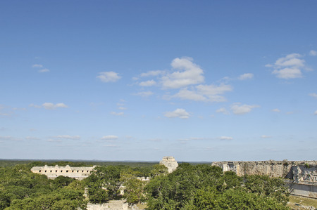UXMAL, YUCATAN, MEXICO, DECEMBER 18 2007  Archeological ruins, built by the Mayas  Closeup of the...