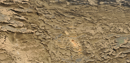 Lanzarote, Canary Islands, Spain  A closeup of the wall of a volcanic mountain in Timanfaya Natural...