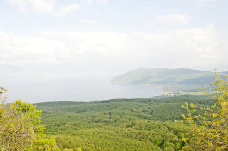 A view to lake Ohrid from a mountain の写真素材