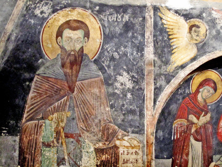  OHRID, MACEDONIA, MAY 18, 2011  Frescos inside the church of St  Bogorodica Perivlepta, in Ohrid, Macedonia, on May 18th, 2011  のeditorial素材