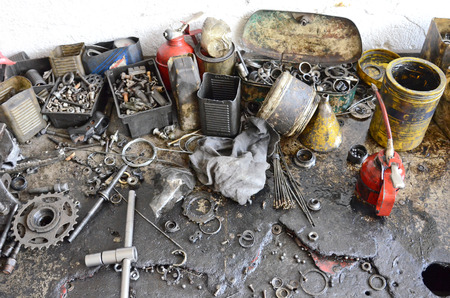 OHRID, MACEDONIA, MAY 17, 2011  The workshop of a man who fixes bicycles in Ohrid, Macedonia, on May 18th, 2011  のeditorial素材
