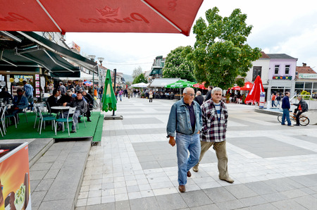 PRILEP, MACEDONIA, MAY 6, 2011  People walking on the pedestrian street in Prilep, Macedonia, on May 6th, 2011 のeditorial素材