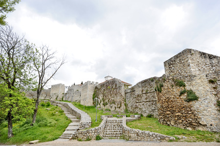 OHRID, MACEDONIA, MAY 18, 2011  A part of the wall of the fortress of Tsar Samuil, in Ohrid, Macedonia, on May 18th, 2011 のeditorial素材