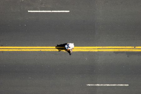 Crossing the streetの写真素材