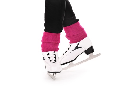 A picture of figure skates over white backgroundの写真素材