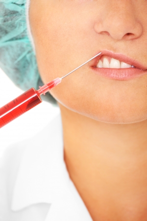 A picture of a young woman having a plastic surgeryの写真素材