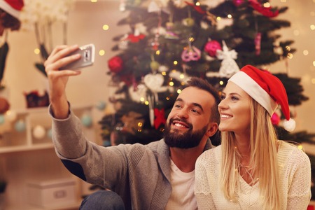 Group of friends having fun during Christmas
