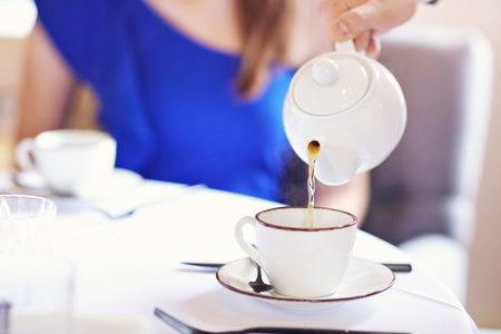 Picture showing romantic couple dating in restaurantの写真素材